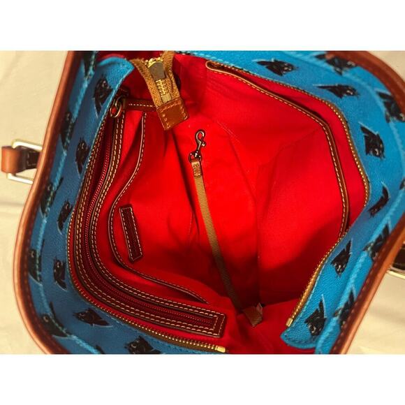 Dooney & Bourke Carolina Panther Blue Brown Leather Shoulder Tote Bag GS - Picture 7 of 10